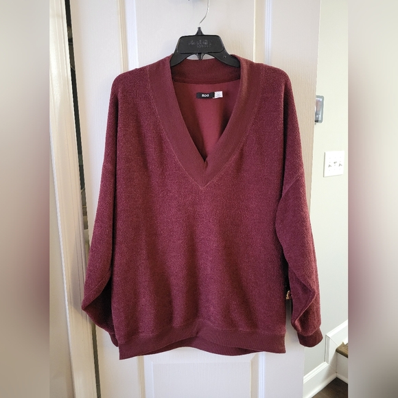 Urban Outfitters Tops - BDG Urban Outfitters V-Neck Oversized Sweatshirt French Terry Burgundy Large
